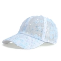 Gorra de béisbol de malla azul y blanca con lentejuelas florales para el sol - Azul