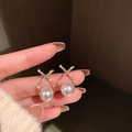 Gold Cross X-frame Micropave Rhinestones Pearl 31# Silver Pin - Rhinestone Pearl Teardrop Earrings
