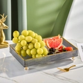 Grey translucent rectangular snack tray with gold rim and crystal ball feet - Rectangular Tray Grey
