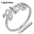 Polished 304 stainless steel open ring with Old English 'BABY' font on white background - Virgo / Silver
