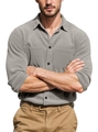 Detalle de camisa de pana gris con bolsillos de solapa clásicos y textura suave - S / Gris