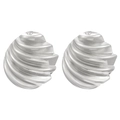 Textured silver stainless steel spiral stud earrings with elegant polished finish - Steel Color Ribbed Oval (3379)