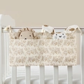 Floral cotton baby crib organizer with double pockets and ties for storage - Beige Leaves