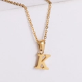 Minimalist 18k gold plated stainless steel necklace featuring a polished letter K pendant - Letter K