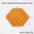 Medium PU egg waffle squishy fidget toy in original yellow color, 20.5cm size - Medium / Yellow