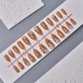 Tiger stripe press-on nails with 3D pink cherry blossom accents and orange glossy finish - Tiger Print Sakura Painted Style (WY-027) / Multi-piece Box Set