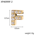 Letter F micro-pave cubic zirconia pendant in gold finish 0.7cm height - Drilled And Diamond-set Letter F (hole Inner Diameter 0.2cm)
