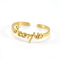 Adjustable golden stainless steel open ring featuring a stylish Scorpio sign engraving - Scorpio / Gold