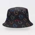Sombrero de pescador negro con estampado de patos coloridos para el sol exterior - M (56-58cm) / Pato de Línea Colorida (#11)
