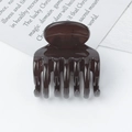 Simple solid color hair claw clip in dark brown matte finish for women hairstyles - PC Material / Glossy Transparent Coffee
