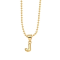 Minimalist gold plated 26 letters necklace featuring capital letter J on a ball chain - Letter J