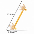 Golden titanium alloy nipple ring with flower-shaped clear zircon stones on white background - Flower Cluster (T2548-5#) / Gold