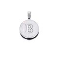Retro stainless steel 22mm round pendant featuring letter B with white faux shell inlay - Letter B / 22mm (1 Piece/Pack) / Steel