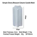Silicone cherry blossom pillar candle mold with detailed size dimensions 66x30mm - Simple Cherry Blossom Candle Silicone Mold