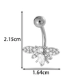 Silver bee belly button ring with teardrop zircon and pavé crystals variant - Bee Shape - Silver (0198-9#银)