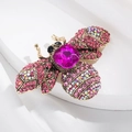 Prachtige gouden bijenbroche met roze edelstenen en kleurrijke strass-steentjes - Stijl 23 (Roze Regenboog Strass Grote Roze Edelsteen Bij)