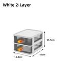 White 2-layer desk organizer with transparent black drawers and orange handles 17cm - 2-Tier / Snow White