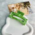 Rectangular hair claw clip with green marble ink painting pattern and polished finish - Square Clip 8.7cm-Green
