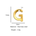 Golden stainless steel letter G pendant charm for DIY bracelets and necklaces, 12mm size - Letter G