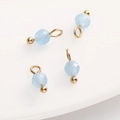 Light blue 4mm faceted stone charms with gold metal rings for DIY jewelry making - 4mm (5 Pcs/Pack) / Aquamarine