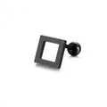 Macro detail of black square titanium stud earring with secure screw-back ball closure - Black Square