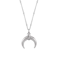 Collana con ciondolo a mezzaluna in argento lucido e catena a palline per donna - XYN0031 / Argento