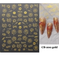 Detail of CB-200 gold 3D nail stickers featuring rose flowers and heart patterns - CB-200 Rose Lips Letter Style (CB-200) / Gold