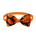 Halloween pet bow tie featuring orange jack-o'-lantern prints on black ribbed ribbon - Black Pumpkin Head