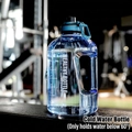 Blue translucent 2L sport water bottle with straw handle and time markers on bottle - 2200ml / Blue