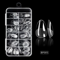 Lot de 120 faux ongles transparents semi-mats BP005 dans une boîte de rangement - Style Amande Semi-Givré Transparent (BP005)