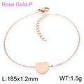 Minimalist heart charm bracelet in rose gold finish with delicate chain and lobster clasp - Rose Gold Bracelet (KB166619-K)