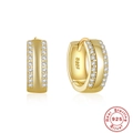Orecchini a cerchio huggie in argento sterling S925 dorato con doppia fila di zirconi - Argento 925 / Oro