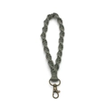 Handmade sage green spiral macrame keychain with vintage bronze lobster clasp hook - Gray