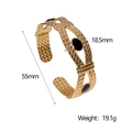 Dettaglio del bracciale in acciaio al titanio dorato con pietra nera e misure - Intarsio Ovale Nero (SZ113-GD)