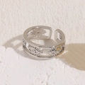Silberner verstellbarer Ring mit Evil-Eye-Muster und poliertem Metall-Finish - Platin Böser Blick Stil (JZ0245)