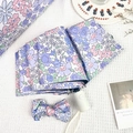 Floral print foldable sun and rain umbrella with matching bow accessory in purple and pink - 3-Fold Automatic Style - Lilac Floral