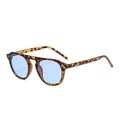 Gafas de sol retro de carey con lentes azul claro transparentes y remaches decorativos - Marco Carey Lentes Azules