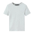 Minimalist light grey crew neck short sleeve T-shirt in soft cotton knit fabric - S / Azure Blue