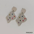 Orecchini irregolari argento martellato con strass multicolore in acciaio inossidabile - Geometrico Argento (PDE2623)