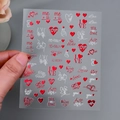 Adesivi per unghie a cuore impermeabili rosso e bianco con motivi LOVE e kiss me - Stile Amore Romantico (XZ-D2301) / Rosso