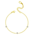 Elegante bracciale a catena dorata con tre zirconi rotondi e chiusura a moschettone - Oro