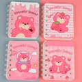 Mini A7 spiral notebooks featuring pink cartoon bear designs and astronaut themes - Pink Bear