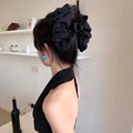 Grande pince à cheveux en tissu noir avec nœud pour coiffures volumineuses d'été - Grand / Noir
