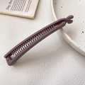 Matte purple banana hair clip with double-row teeth for secure ponytail styling - Bean Paste Purple