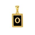 Golden stainless steel rectangle pendant featuring a black enamel letter O design - Letter O