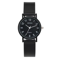Elegant minimalist quartz watch with textured black dial and steel strap for women - Black Strap Black Dial Small