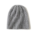 Berretto invernale in maglia a trecce grigie in misto cashmere con texture - Taglia unica / Grigio chiaro
