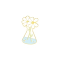 Enamel daisy flower in blue chemical flask brooch pin with gold-plated finish - Daisy in Flask(xz4068)