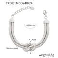 Silver punk knot double snake chain bracelet in titanium steel with 15+5cm length - 15+5cm / Silver Bracelet