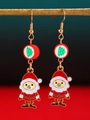 Festive Santa Claus earring with red pearl and green Christmas tree detail - KC Gold Santa Claus Pendant (N-1004)